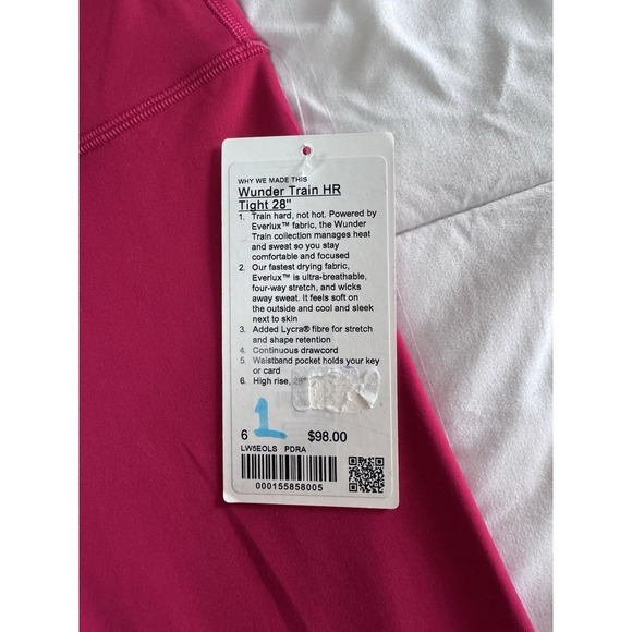 New Lululemon Wunder Train High Rise HR Tight 28" Size 6 Dragon Fruit Leggings - Picture 4 of 10